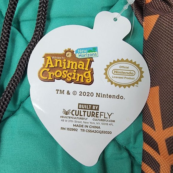 Animal Crossing New Horizons Drawstring Canvas Bag Leaves Brown Orange - Picture 5 of 8